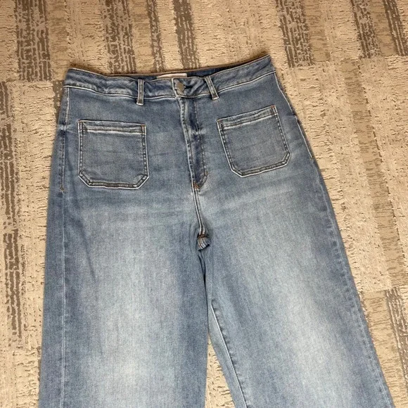 Dear John Womens Wide Leg High Rise Patch Pocket Jeans Blue Size 32 DPM-55-A152 - Picture 9 of 12